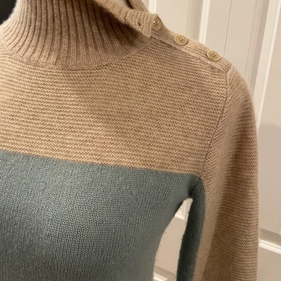 Loro Piana Tan and Light Blue Turtleneck Sweater